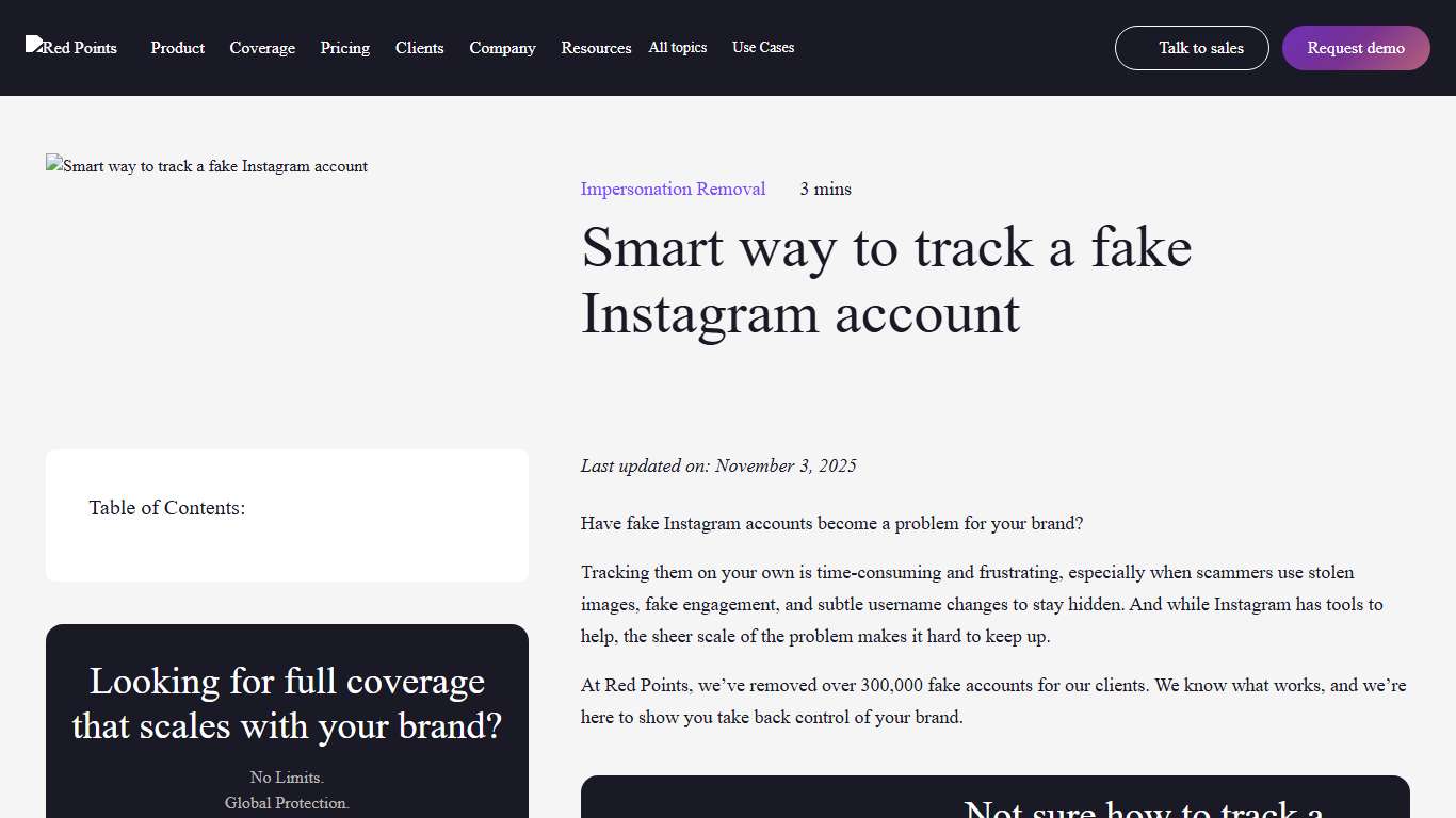 Smart way to track a fake Instagram account - Red Points